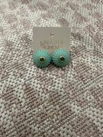 Load image into Gallery viewer, Medium Lamp Button Earring in Turquoise
