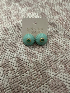 Medium Lamp Button Earring in Turquoise