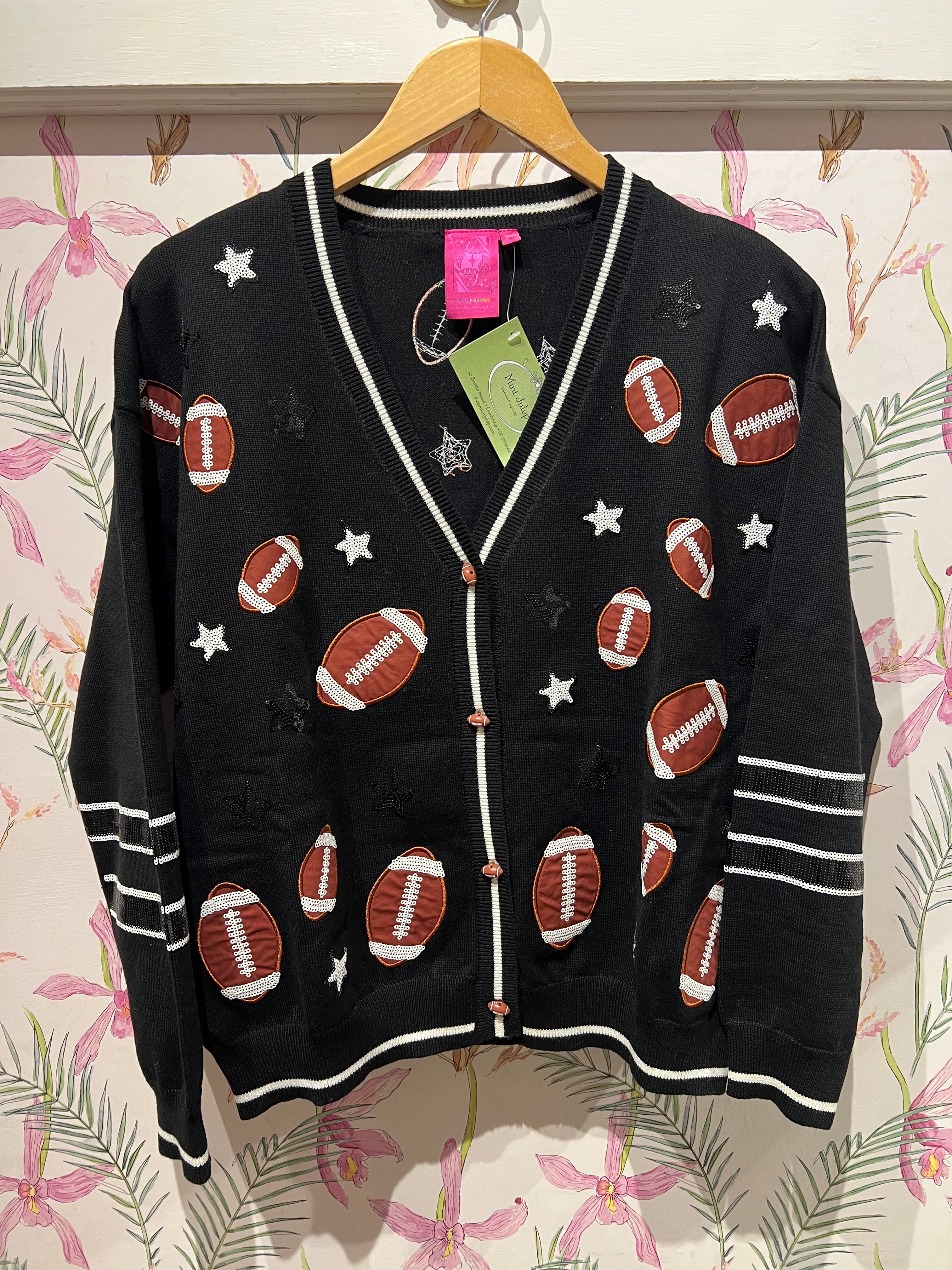 Football and Stars Cardigan in Black