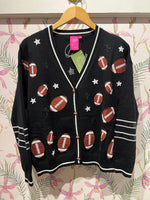 Load image into Gallery viewer, Football and Stars Cardigan in Black
