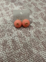 Load image into Gallery viewer, Medium Lamp Button Earring in Coral
