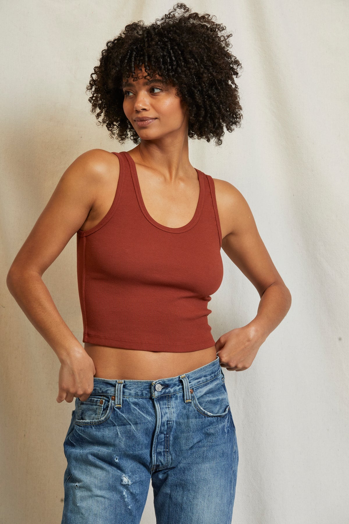 Blondie Rib Tank in Russet