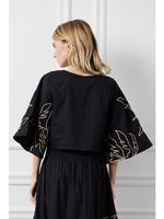 Load image into Gallery viewer, Embroidered Palm Tree Top in Black/Brown
