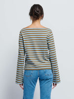 Load image into Gallery viewer, Bryce Striped Boat Neck in Capers Prato Stripe
