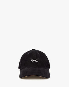 Oui Corduroy Baseball Hat in Black