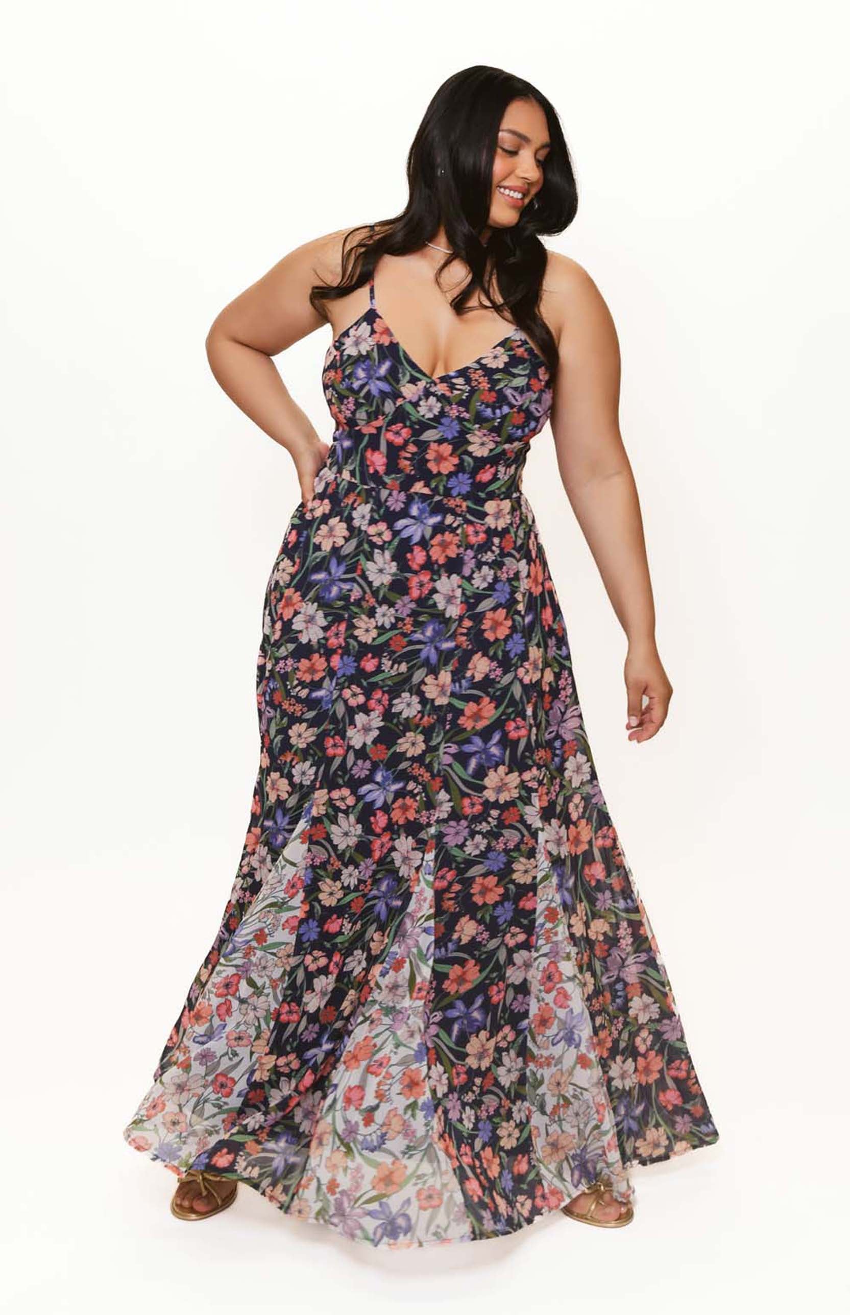 Belinna Dress in Navy Multi Tropical Garden