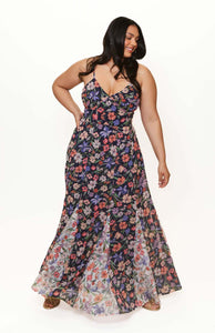 Belinna Dress in Navy Multi Tropical Garden