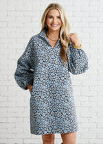 Load image into Gallery viewer, Betsy Collar Jacquard Dress in Powder Blue, Black and White
