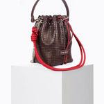 Load image into Gallery viewer, Bibi Perforated Lamb Leather Bag in Choco
