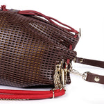 Load image into Gallery viewer, Bibi Perforated Lamb Leather Bag in Choco
