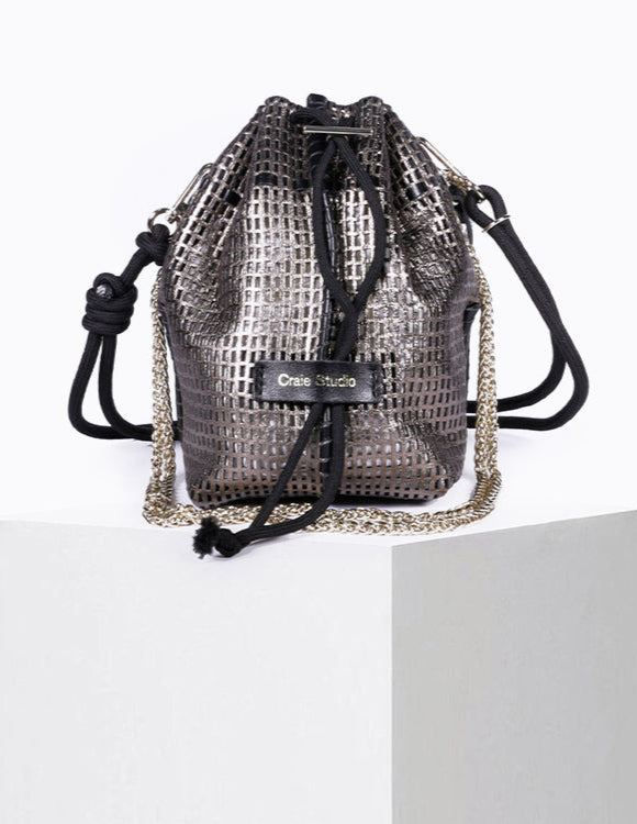 Bibi Perforated Lamb Leather Bag in Lunar