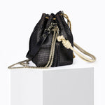 Load image into Gallery viewer, Bibi Perforated Lamb Leather Bag in Noir
