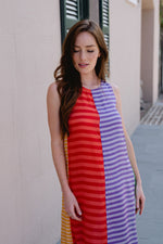 Load image into Gallery viewer, Stephe Striped Maxi Dress in Multi
