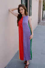 Load image into Gallery viewer, Stephe Striped Maxi Dress in Multi

