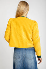 Load image into Gallery viewer, The Clara Quilted Velvet Jacket in Mustard
