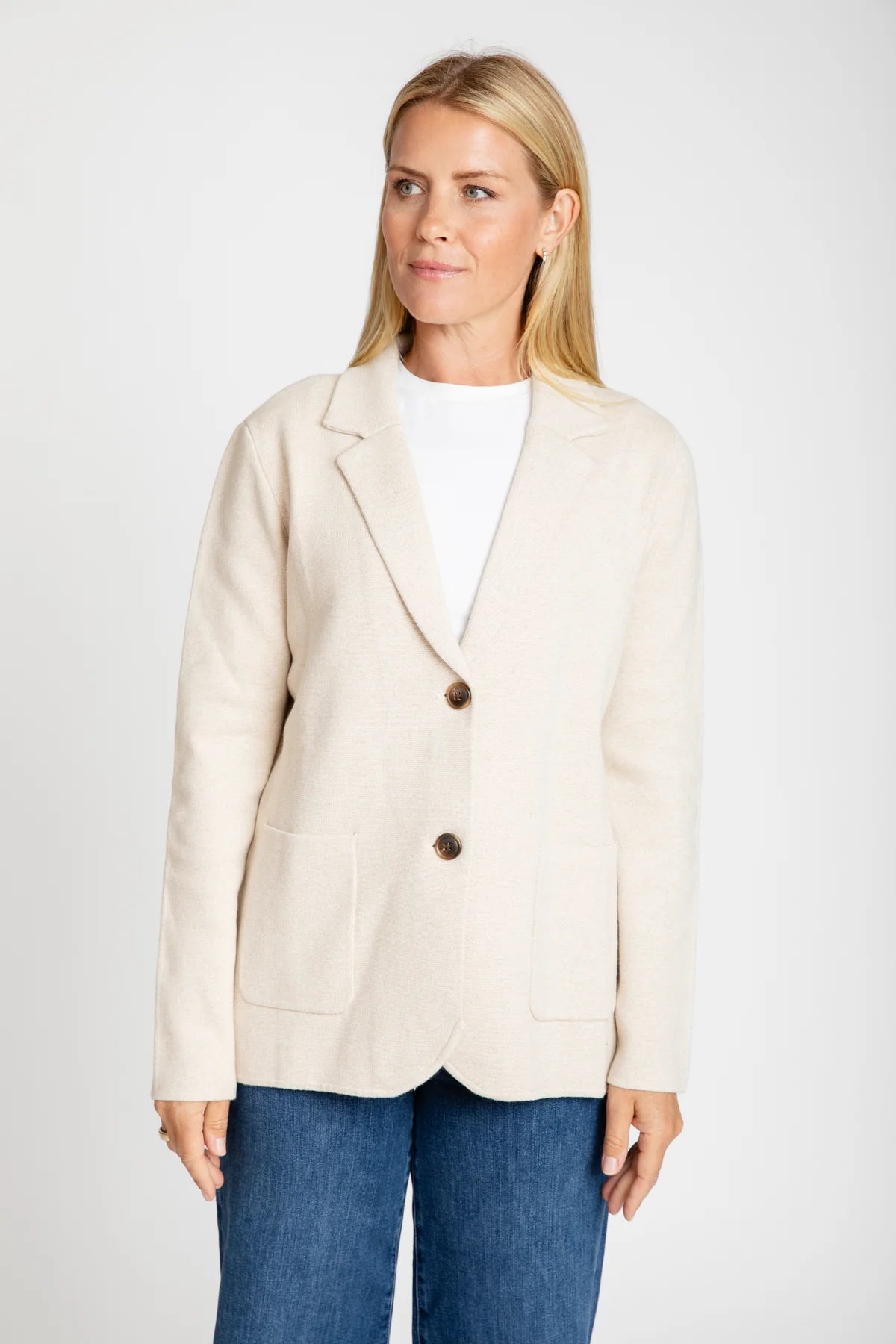 The Milly Sweater Blazer in Latte