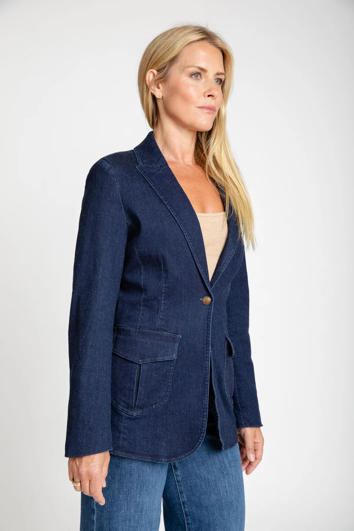 The Mimi Denim Blazer in Dark Denim