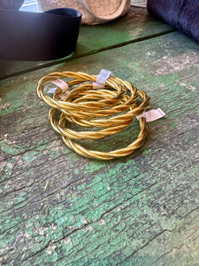 Twisted Buddhist Temple Bangle in Pale Gold