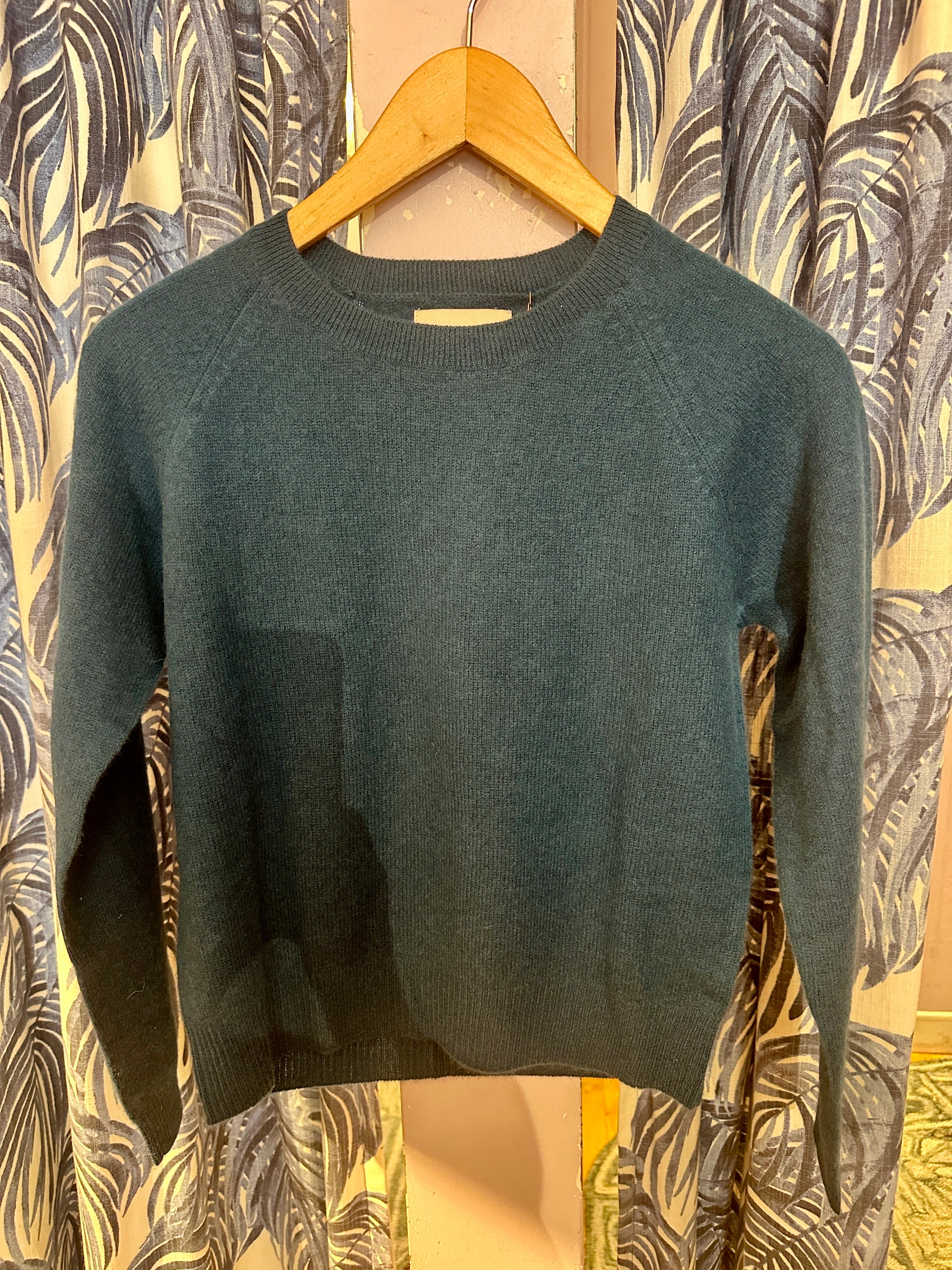 Cashmere Crop Crew in Dark Slate Blue