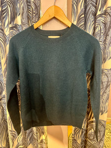 Cashmere Crop Crew in Dark Slate Blue