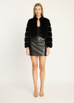 Load image into Gallery viewer, Abril Faux Fur Jacket in Black
