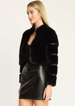 Load image into Gallery viewer, Abril Faux Fur Jacket in Black
