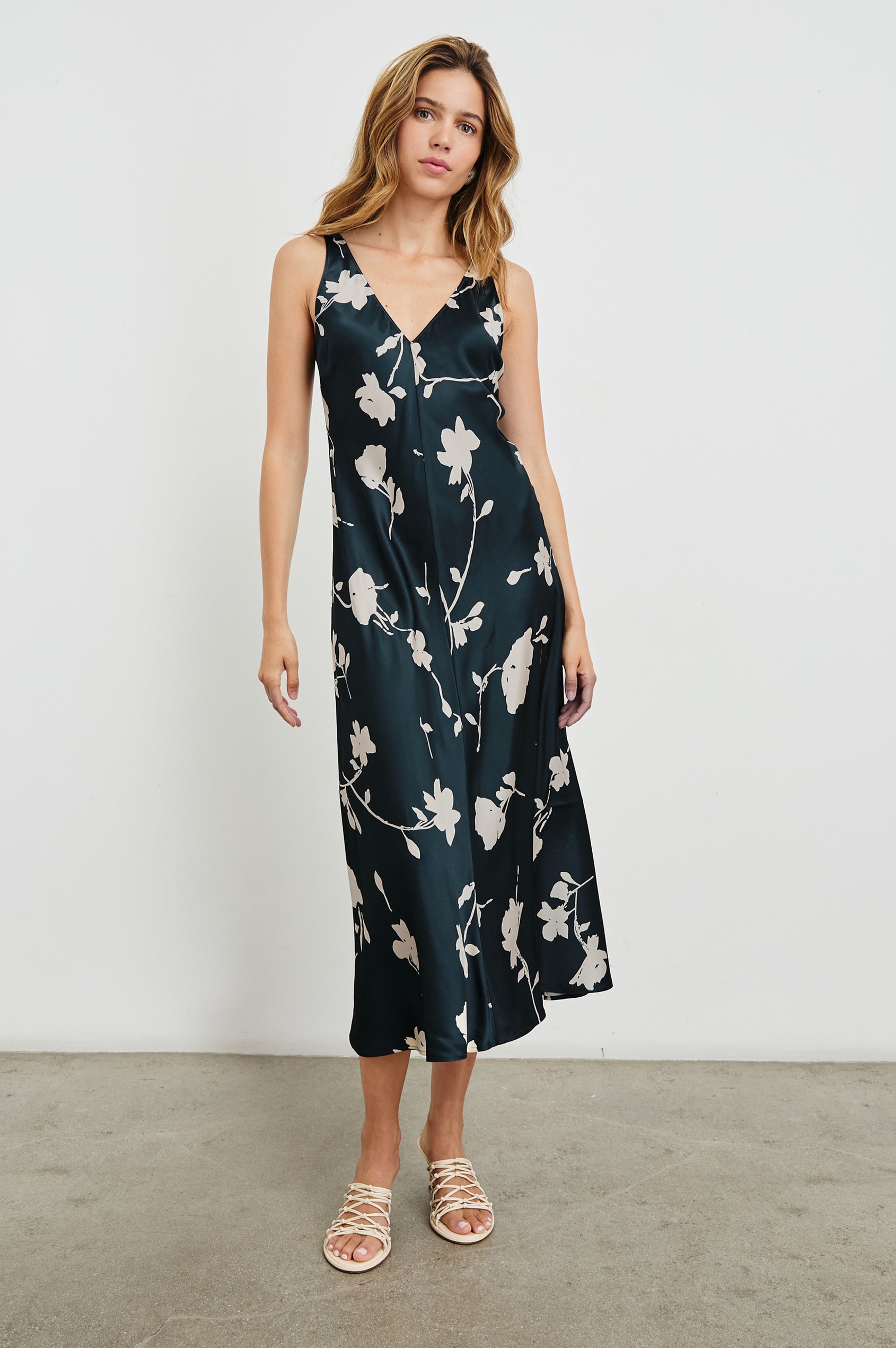 Camellia Dress in Midnight Roses