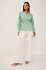 Load image into Gallery viewer, Caralyn Shirt in Emerald Stripe
