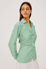 Load image into Gallery viewer, Caralyn Shirt in Emerald Stripe
