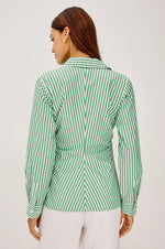 Load image into Gallery viewer, Caralyn Shirt in Emerald Stripe
