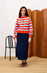 Morand Cardigan in Rouge Orange/Blue