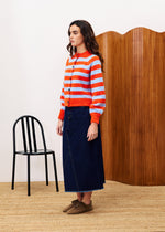 Load image into Gallery viewer, Morand Cardigan in Rouge Orange/Blue

