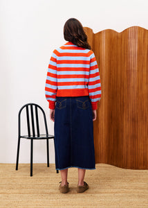 Morand Cardigan in Rouge Orange/Blue