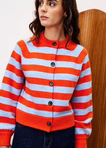 Morand Cardigan in Rouge Orange/Blue