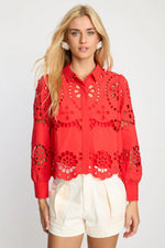 Load image into Gallery viewer, Emmie Top in Red Eyelet Lace
