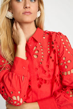 Load image into Gallery viewer, Emmie Top in Red Eyelet Lace
