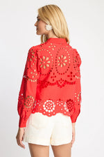 Load image into Gallery viewer, Emmie Top in Red Eyelet Lace
