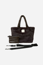 Load image into Gallery viewer, Duplex Reversible Faux Fur Tote in Glossy Chocolate
