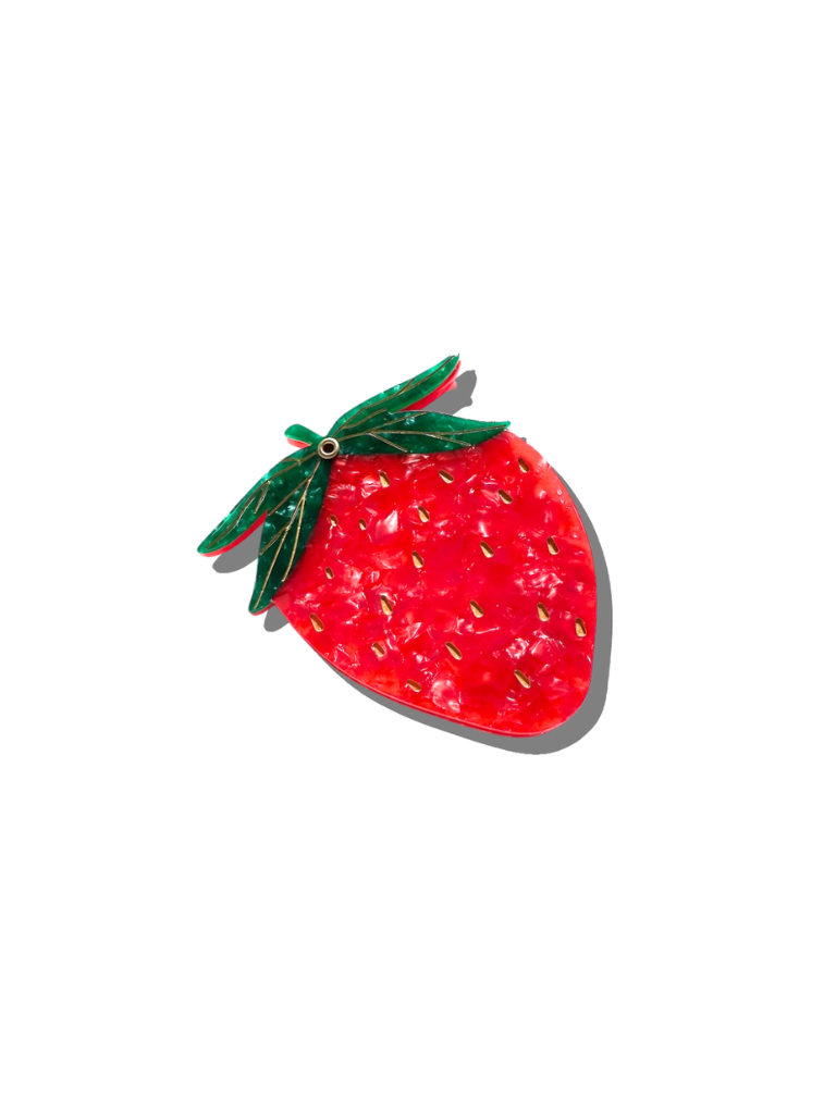 Hand-painted Strawberry Compact Mirror