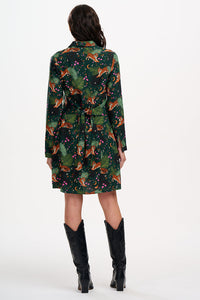 Henrietta Mini Shirt Dress in Palm & Tiger in Green