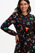 Load image into Gallery viewer, Oksana Mini Dress in Rainbow Zodiac in Black
