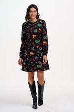 Load image into Gallery viewer, Oksana Mini Dress in Rainbow Zodiac in Black
