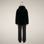 Load image into Gallery viewer, Davina Hooded Reversible Faux Fur Jacket in Nori Green
