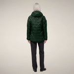 Load image into Gallery viewer, Davina Hooded Reversible Faux Fur Jacket in Nori Green
