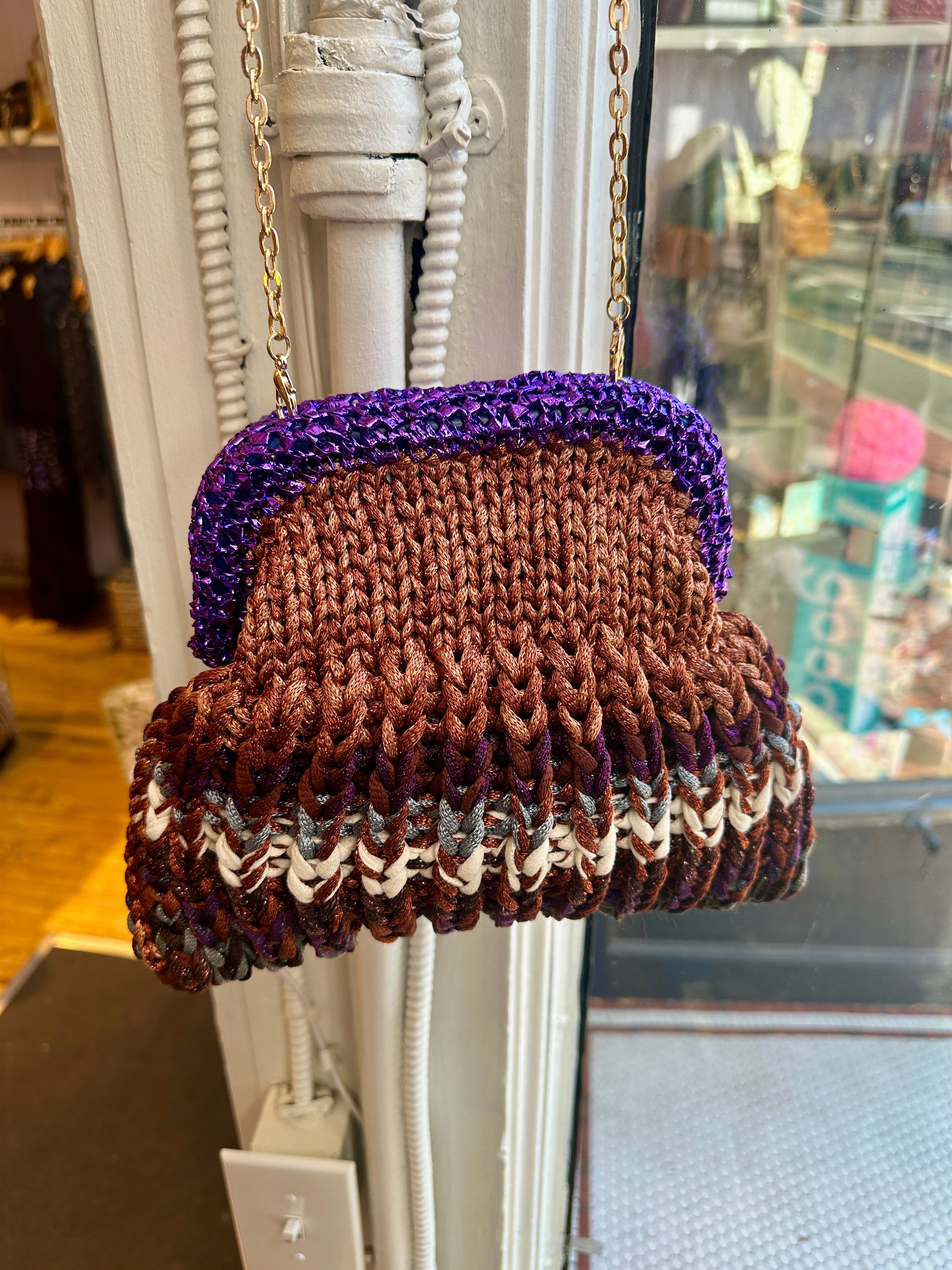 Sis Clutch in Grape/Bronze