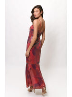 Load image into Gallery viewer, Tylia Ruched Maxi Dress in Grenadine Painters Canvas
