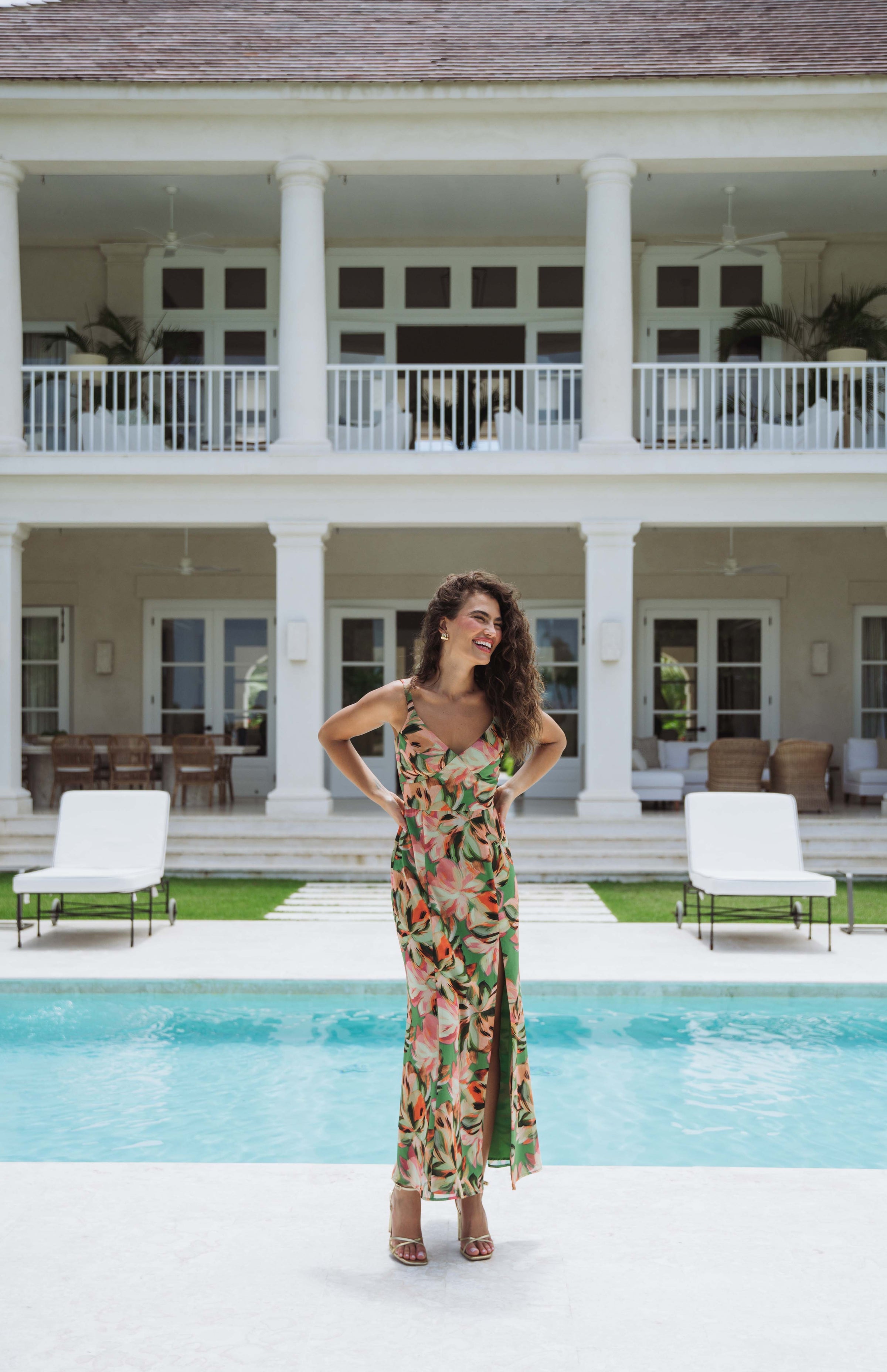 Mikayla Dress in Sage Tropical Jungle