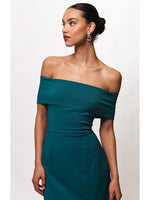 Load image into Gallery viewer, Amoni Off the Shoulder Column Slit Dress in Teal
