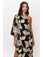 Load image into Gallery viewer, Adina One Shoulder Kimono Dress in Vining Iris
