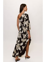 Load image into Gallery viewer, Adina One Shoulder Kimono Dress in Vining Iris
